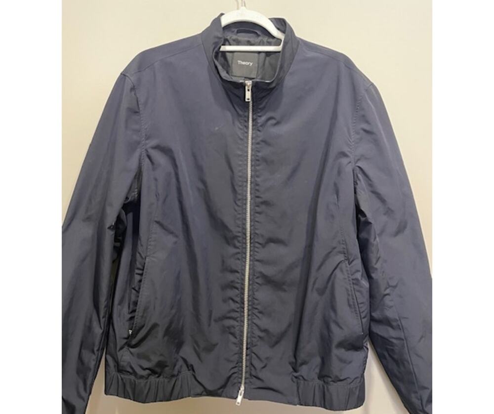Theory Vintage Coach Jacket Black Zipper Detail Bomber Women's Sz XLP